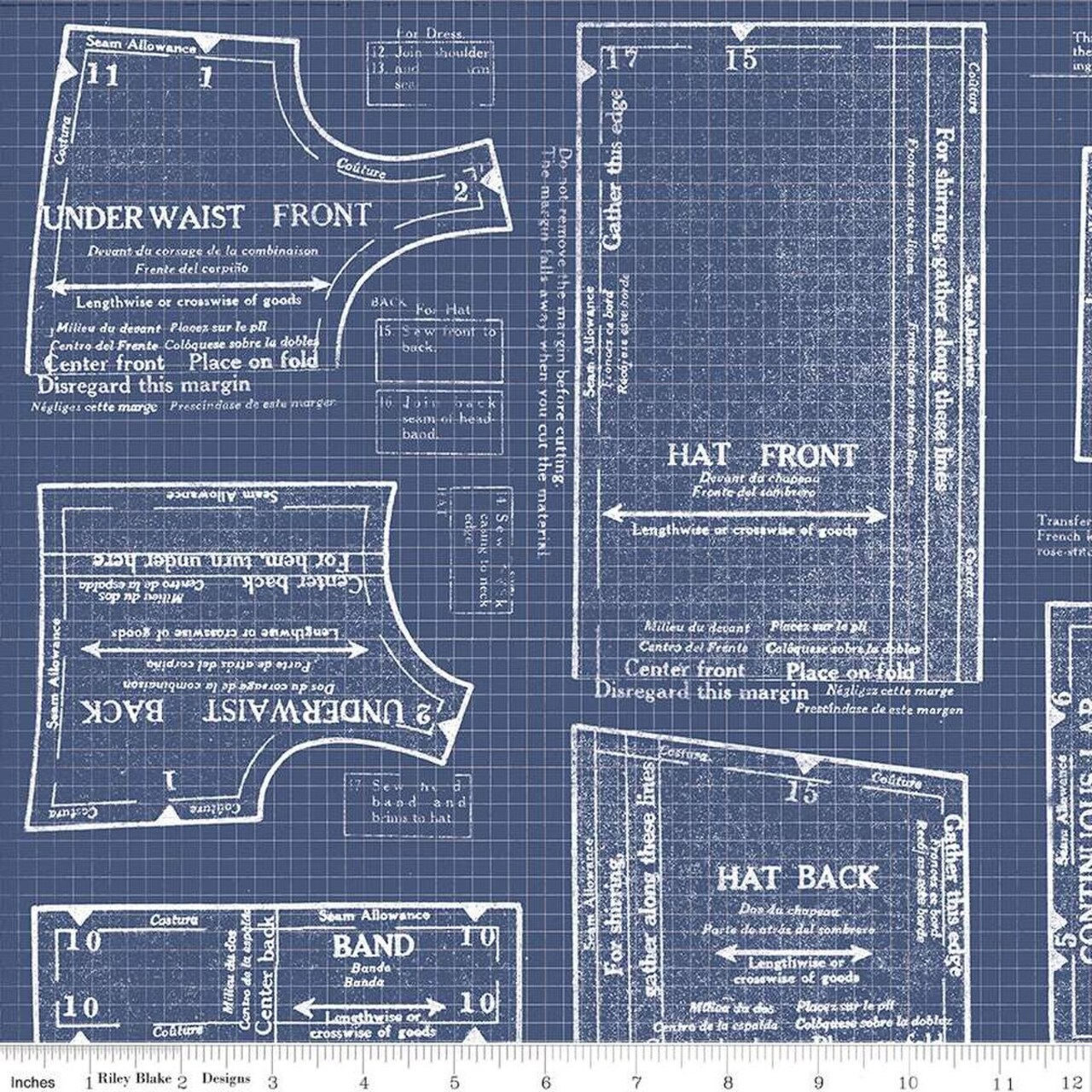 Fabric Riley Blake Denim Doll Pattern Sew Journal 108" Wide Back by the Quarter Yard WB13897-DENIM